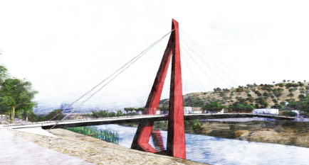 Un'immagine della futura passerella ciclo-pedonale sull'Arno